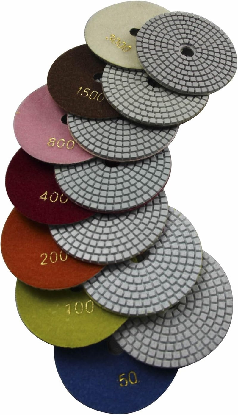 Konfor 7 Pcs Wet 4" Diamond Polishing Pads Set for Granite Marble Concrete Stone Polish - Image 1